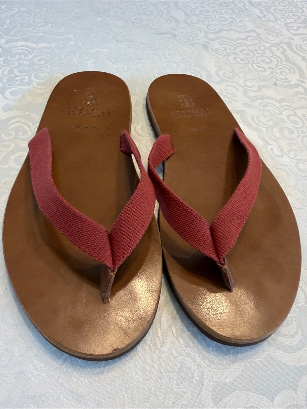 Brunello Cucinelli Brown Sandals with Red Straps - Picture 2 of 16